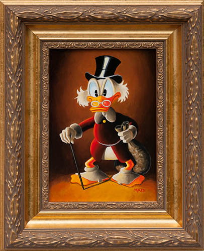 Uncle Scrooge with Money Bag - Replica Carl Barks Oil Painting by Mats Gunnarsson