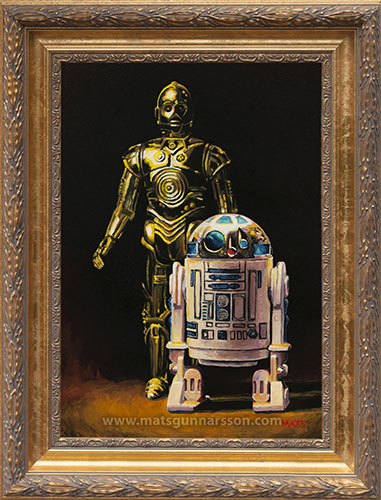 R2-D2 and C3PO - Vintage Star Wars figure Oil Painting  by Mats Gunnarsson